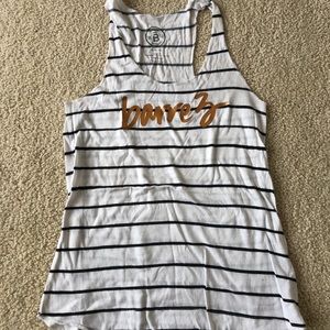 Barre3 White and Black striped  tank top